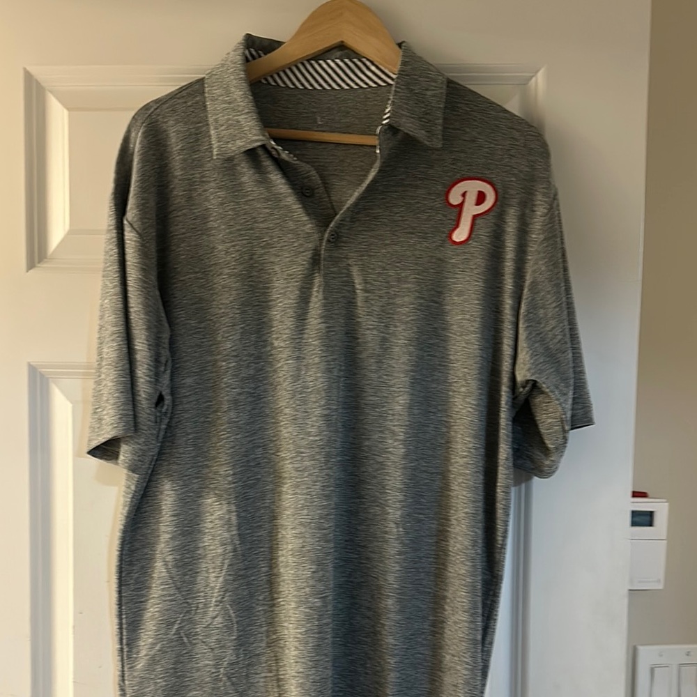 Gray Polo Shirt with Phillies Logo